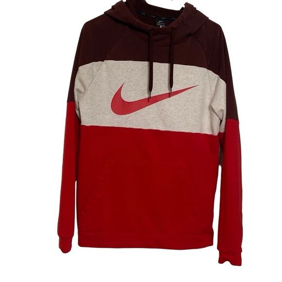 Nike Dri-Fit Pullover Hoodie Standard Fit Burgundy Gray Red Men’s Size Small - Picture 1 of 8